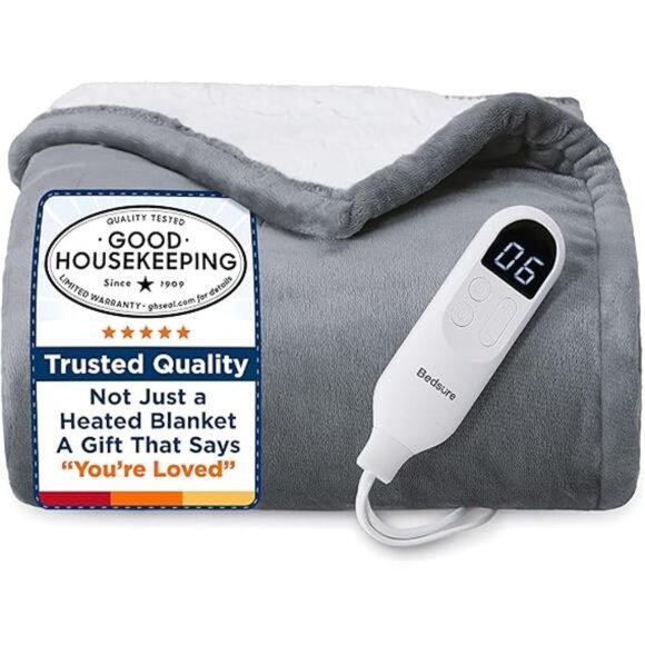 Bedsure Heated Blanket Throw Blanket - Fast Heating Electric Blanket, Soft - Picture 7 of 7